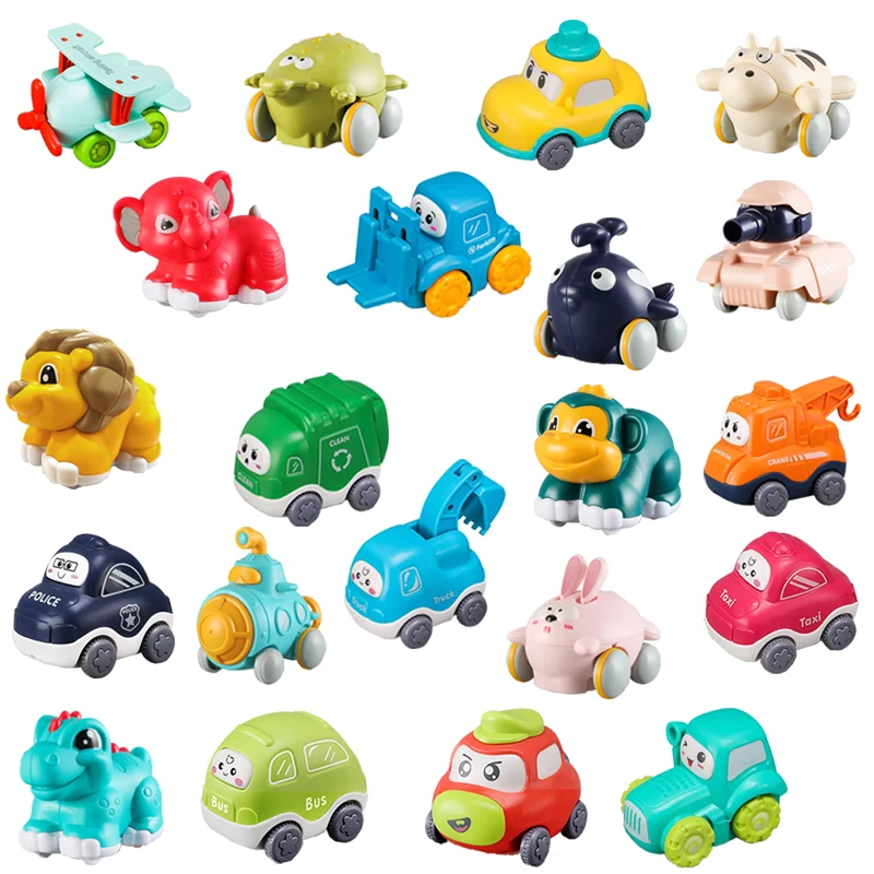 Modèle de voiture à inertie pour enfants, véhicule d'ingénierie pour garçon, avion, pelle, dessin animé, animal, baleine, dinosaure, lapin, jouet