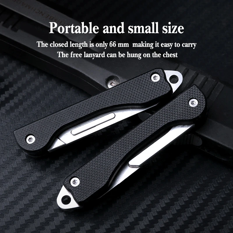 New Mini G10 Material Folding Knife Portable Detachable EDC Knife Hanging Keychain Pocket Knife Surgical Scalpel 10 Blades Free