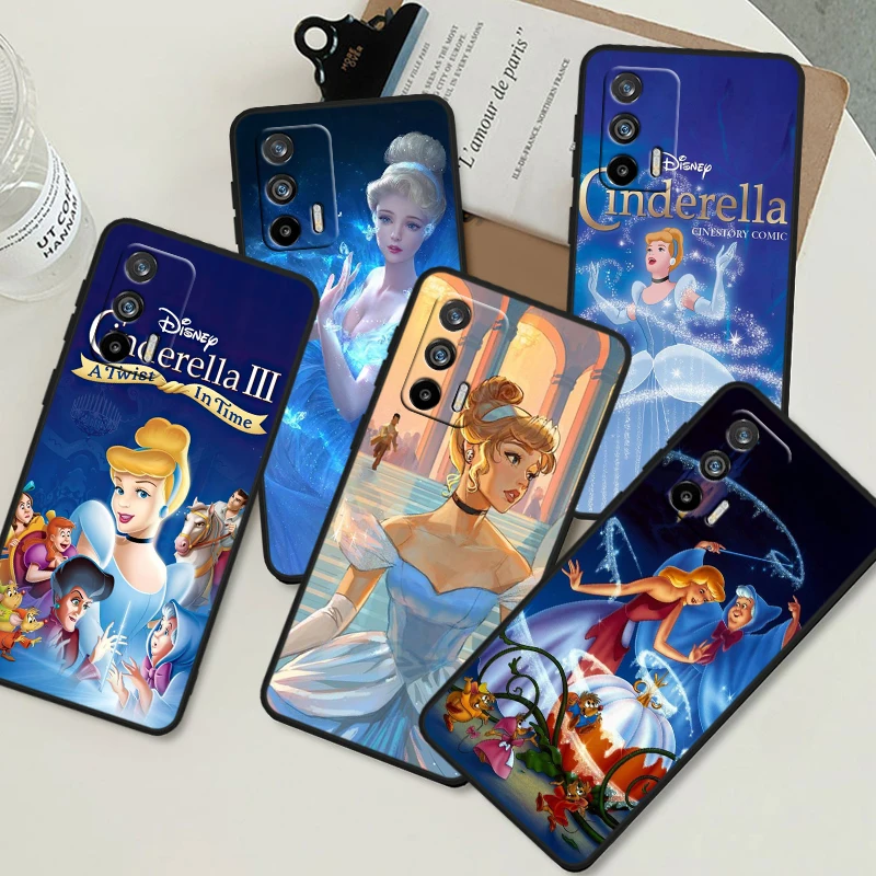 Disney Cinderella Cute For OPPO Realme GT Neo 10 9i 8i 7i 6s 5 Narzo 50i 50A 240W Pro Plus Black Soft Phone Case