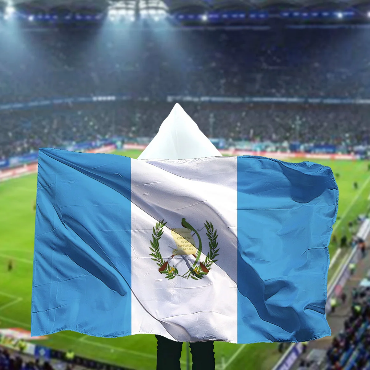 1pc Guatemala Flag Cap Banner, 90x150cm Durable Polyester Fan Cheering Body Flag, Patriotic Sports Event Festival Display Decor