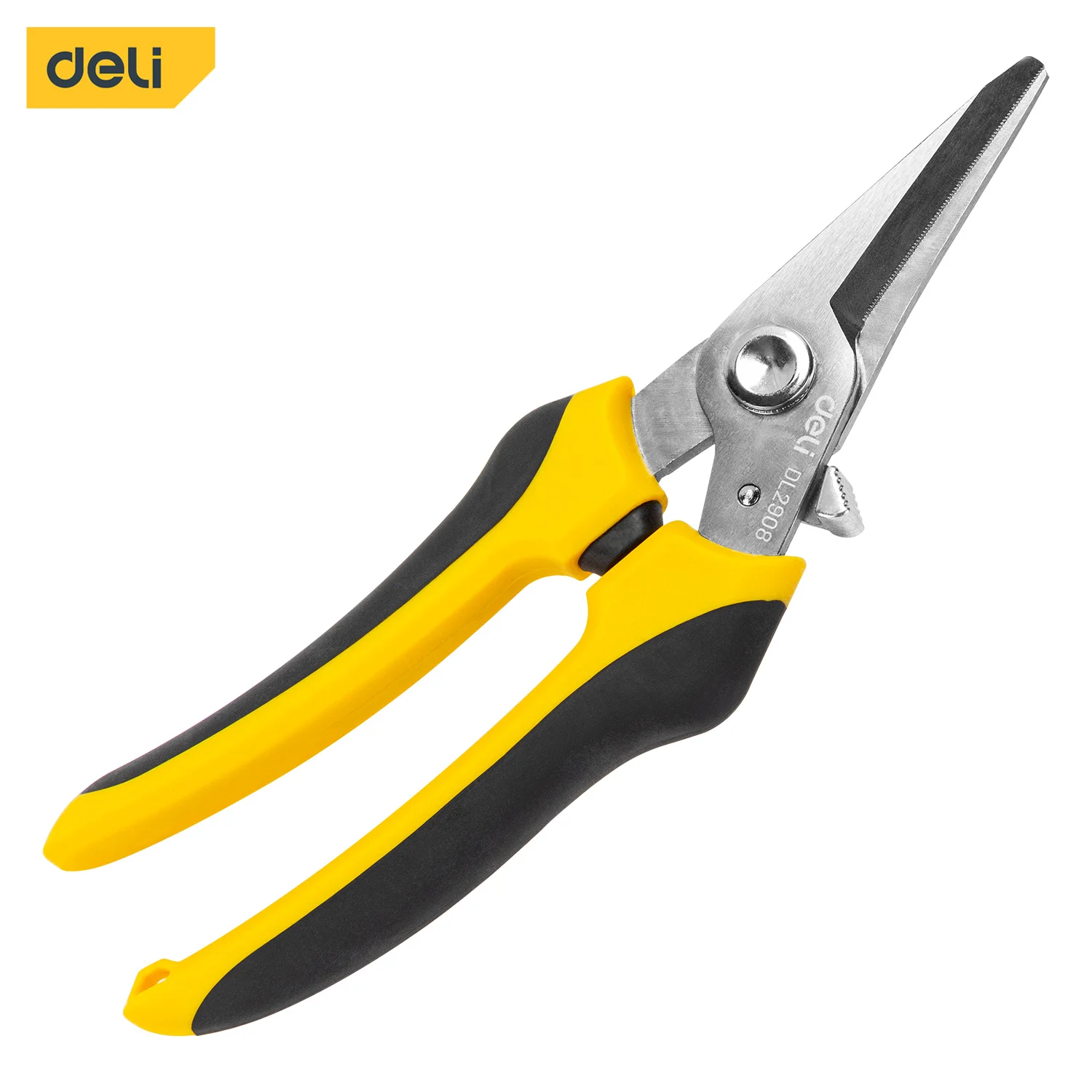 Deli 1 Pcs 8 Inch Electrician Shears Non-slip Rubberized Handle Stripper Wire Multifunctional Household Hand Tool Scissors