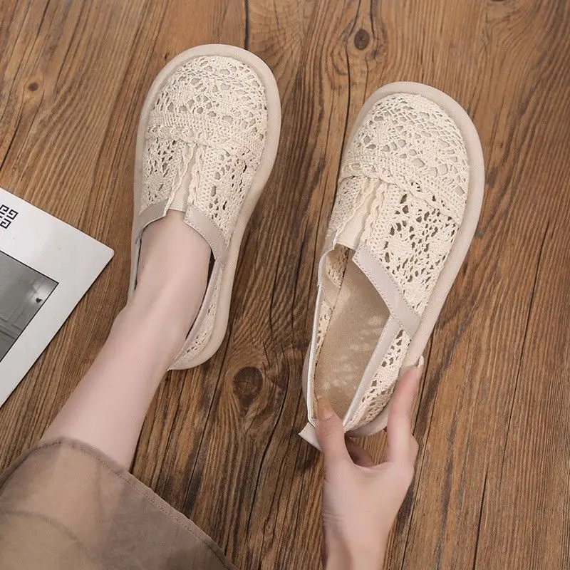 

Women's Retro Sandals 2026 New Summer Slip On Espadrille Flats Casual Canvas Shoes Single Shoes