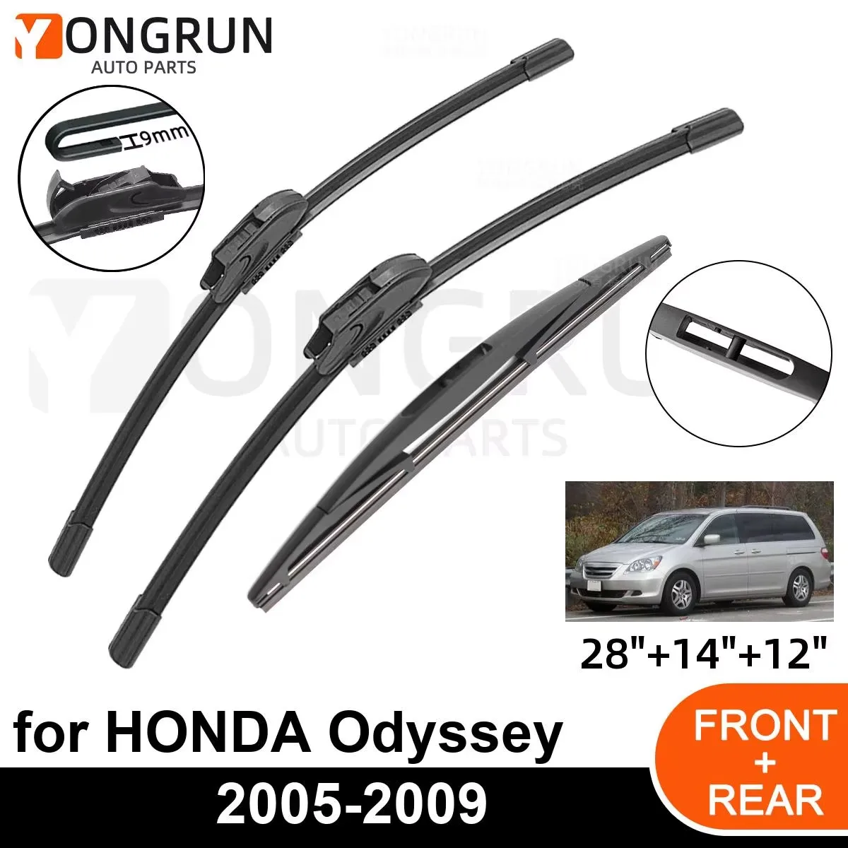 

YONGRUN Is Suitable For Honda Odyssey Car Wipers 2005-2009 Front And Rear Windshield Optional Combination 2005 2006 2007 2008