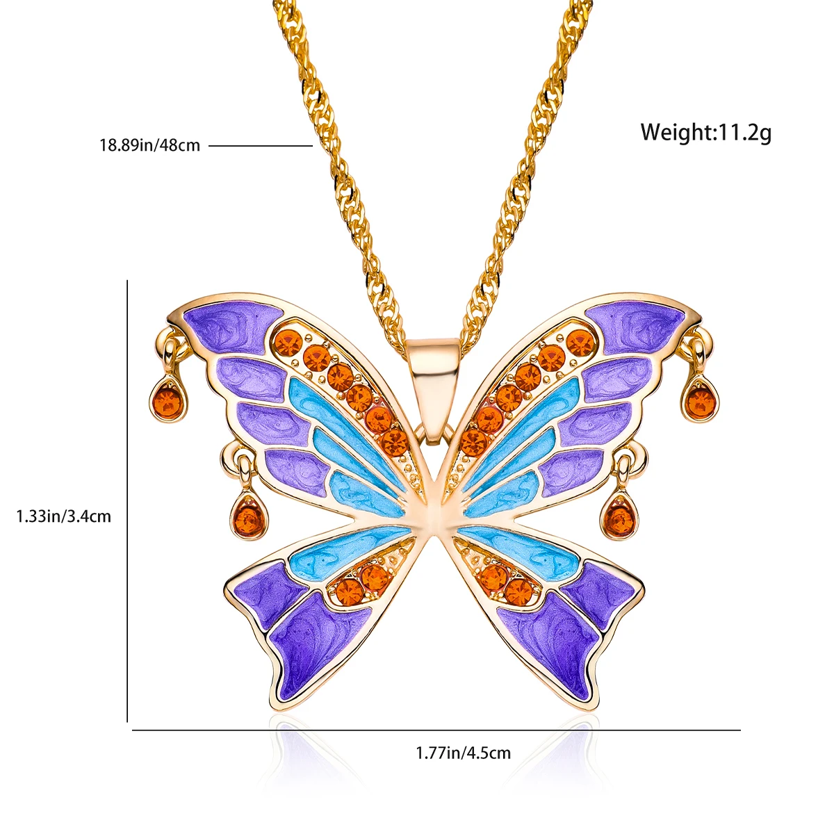 Medsor Exquisite Butterfly Necklaces Inlaid Cubic Zirconia Trendy Colorful Charm Chunky Collar Jewelry Gift for Women Friends