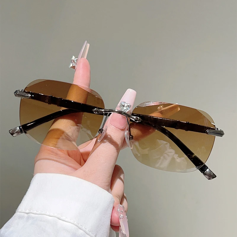 GM LUMIAS Übergroße Randlose Sonnenbrille Männer Vintage Gradient Outdoor Decor Shades Frauen Trendy Marke Design Casual Sonnenbrille