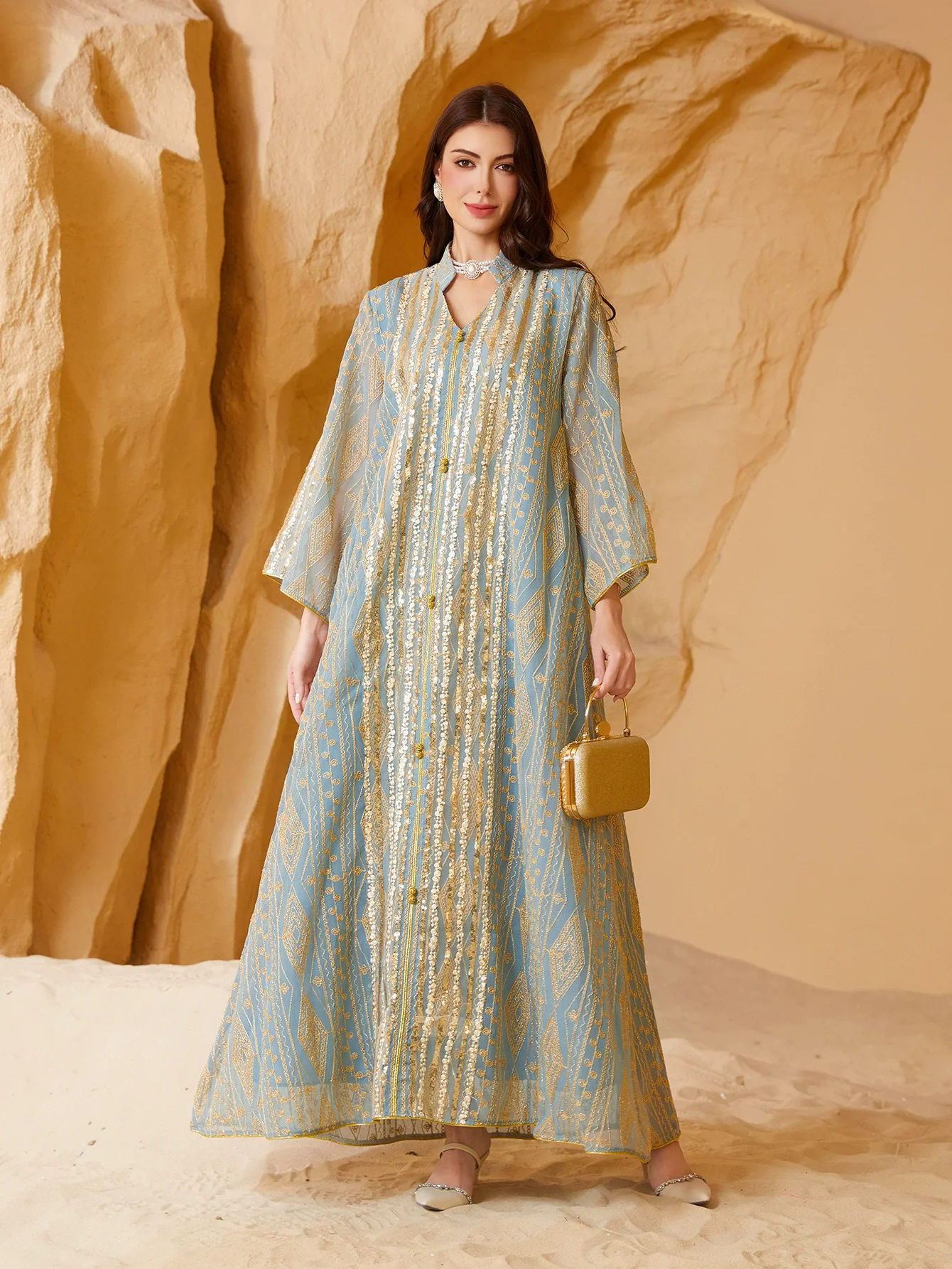 Moyen-orient musulman luxe mode saoudienne dubaï robe de soirée musulmane grande perle brodée robe à paillettes