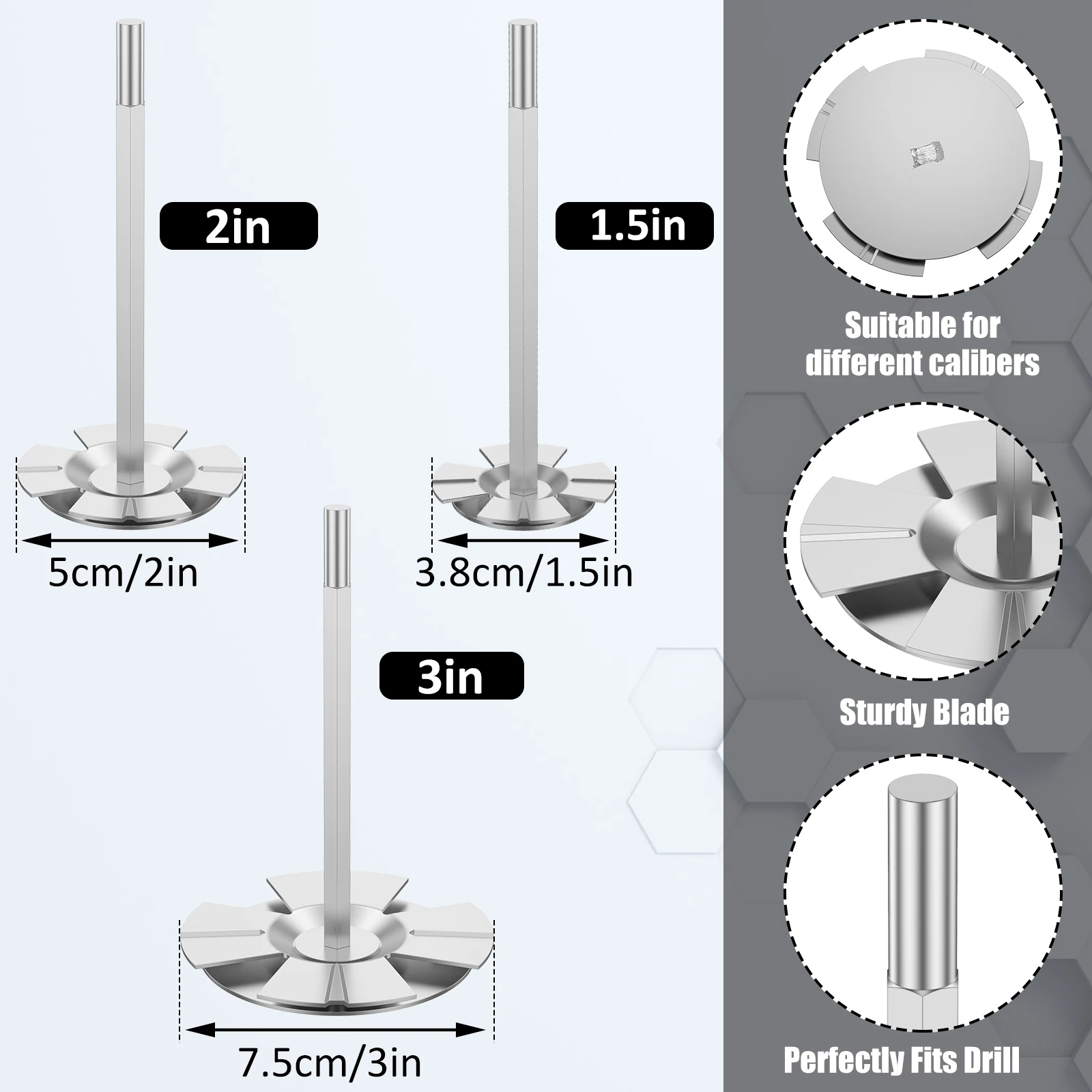 3PCS Professional Inner Pipe Cutting Tools Stainless Steel Pvc Pipe Reamer Cutting Tool 1.5/2/3 Inch Pipe Reamer