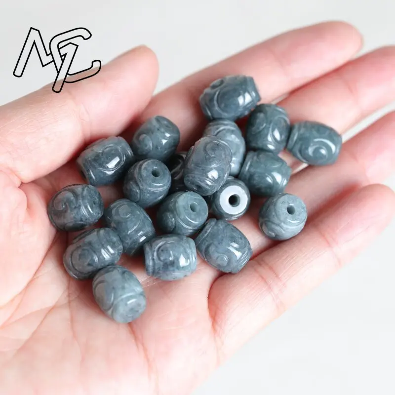 5PC Natural Blue Water Jade Ripple Bucket Beads DIY Bracelet Earrings Charm Jewellery Fashion Accessories Amulet Gift Women Men view 3