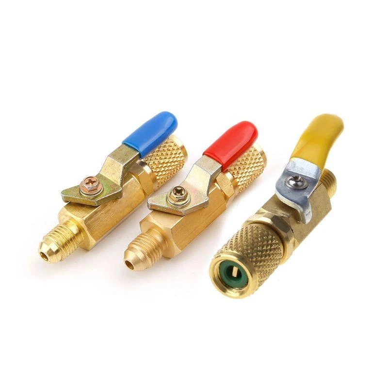 

P5ED Refrigerant Valve 1/4" A/C HVAC R134A AC Charging Hoses Straight Ball Valves Suitable for Refrigeration Manifold Gauges