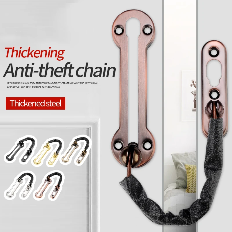 Household Stainless Steel Door Locks Thickening Anti-theft Chain Safety Lock Doors Bolt Latch Nail Free Glue Door Lock Hardware