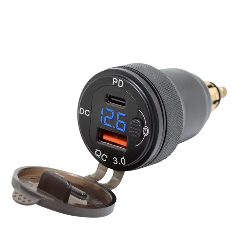 

Motorcycle Hella DIN to PD Type-C USB / Dual USB Charger Voltmeter On off Switch Metal Shell For BMW Ducati Triump Motorcycle