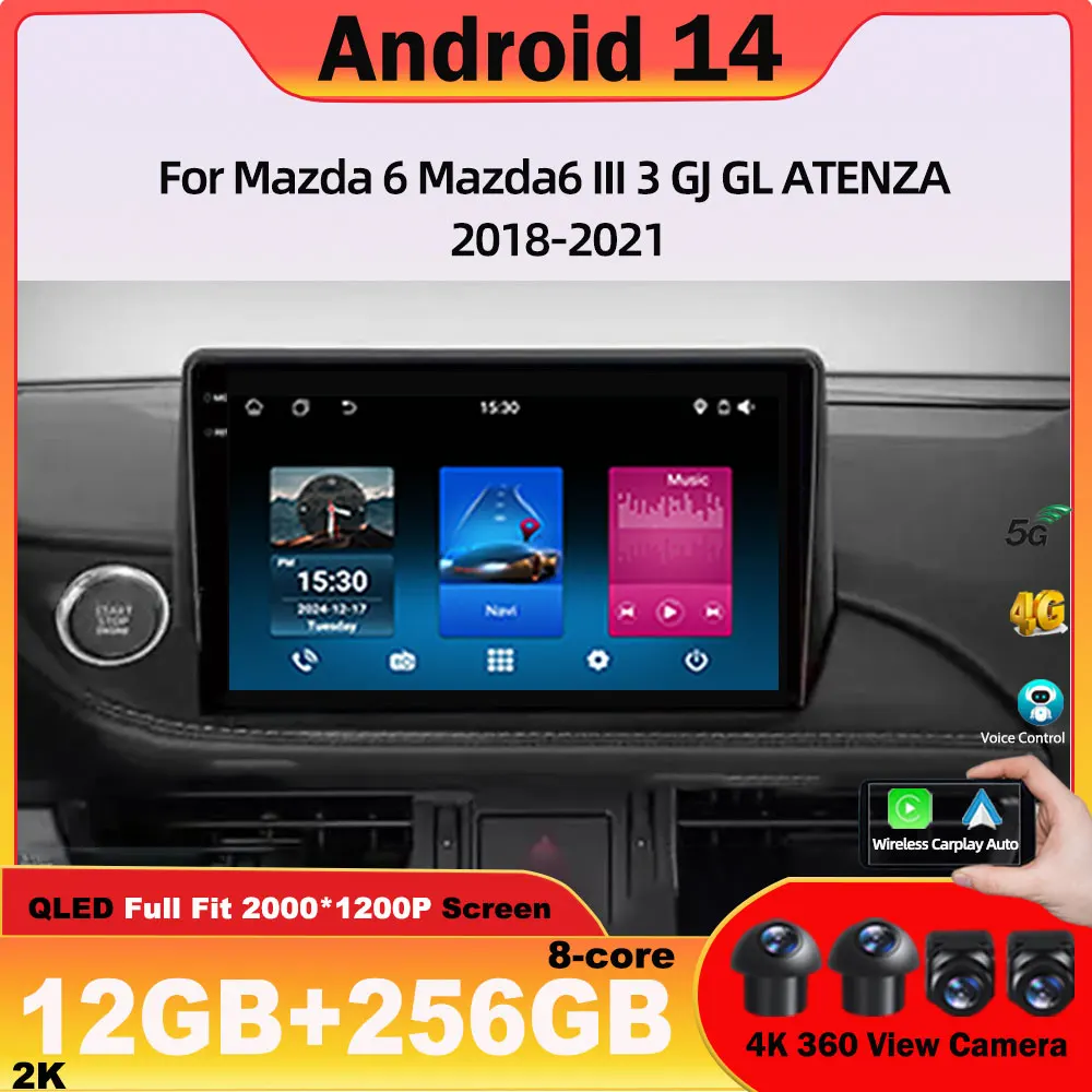 

Android Car For Mazda 6 Mazda6 III 3 GJ GL ATENZA 2018-2021 auto Video Player Navigation Stereo GPS 4G WIFI NO 2Din DVD Carplay