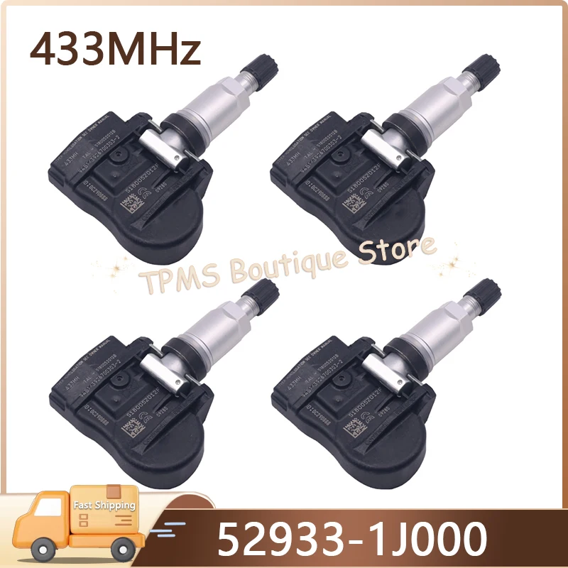 

52933-1J000 529331J000 Car Tire Sensors System Tyre Pressure Sensor 4pcs 433MHz For Hyundai Sonata Kia K5 Optima Sorento Soul