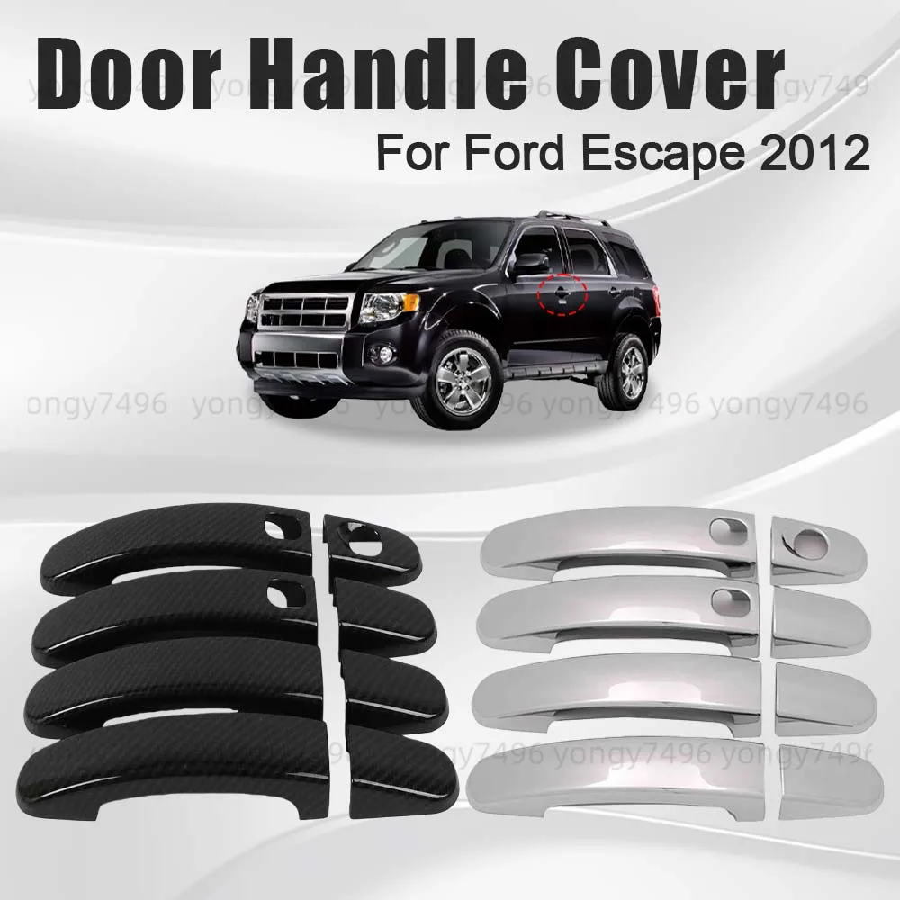 

Car Upgrade Door Handle Cover For Ford Escape 2012 Electroplating Glossy Black Carbon Fiber Cars Accessories Decoration Styling