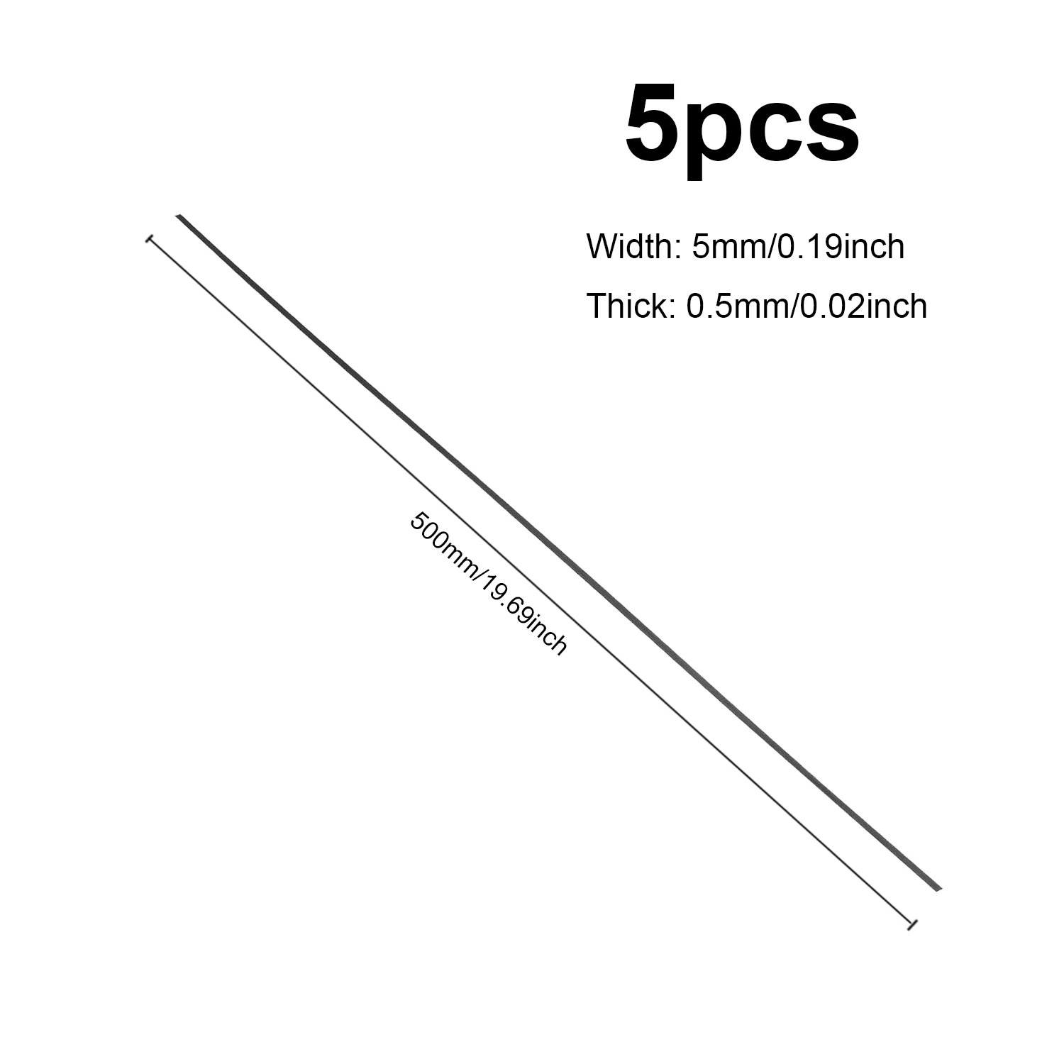 5pcs Pultruded Carbon Fiber Flat Solids Strip 500mm Length 0.3/0.5/0.6/0.8/1mm for RCs Airplane DIY Quadcopter Drone Parts