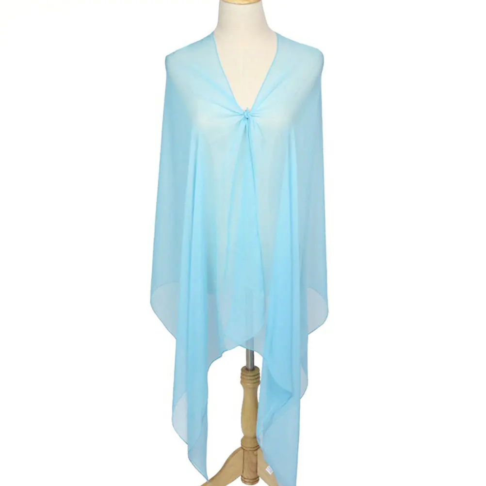 

Sunscreen Scarf Air Conditioning Women Shawl Warm for Polyester Fiber Dress Scarves Summer Wrap Sky-blue