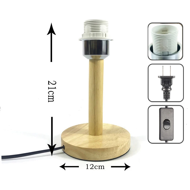 Creative DIY table lamp base accessories 110V-220V wooden E27 lamp Dimmer switch bedroom hotel bedside dimming desk lamp Base