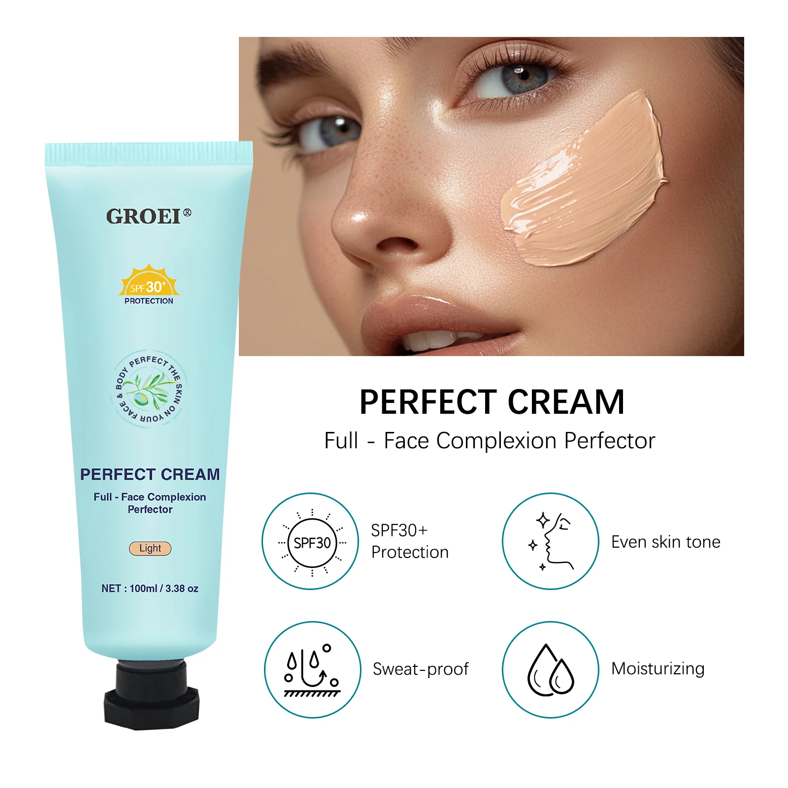 BB crème solaire SPF30, 12 heures d'usure, fond de teint correcteur, imperméable, hydratant, couverture complète, même le teint de la peau, Base pour le visage