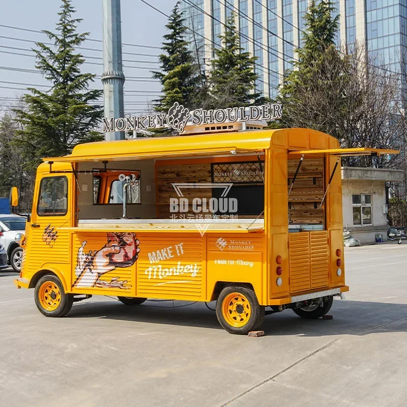 Food Cart Retro Sales Cart Mobile Coffee Cart Promotional Vehicle Commercial Bar