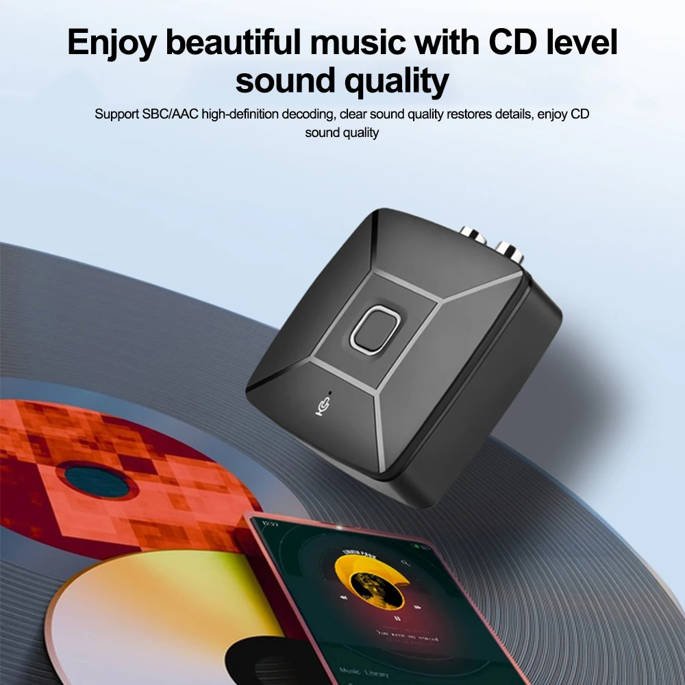 Bluetooth 6.0 Audio Receiver Hi-Fi 3.5mm AUX 2RCA Stereo Music Wireless Adapter With Mic For Car Kit Speaker Amplifier