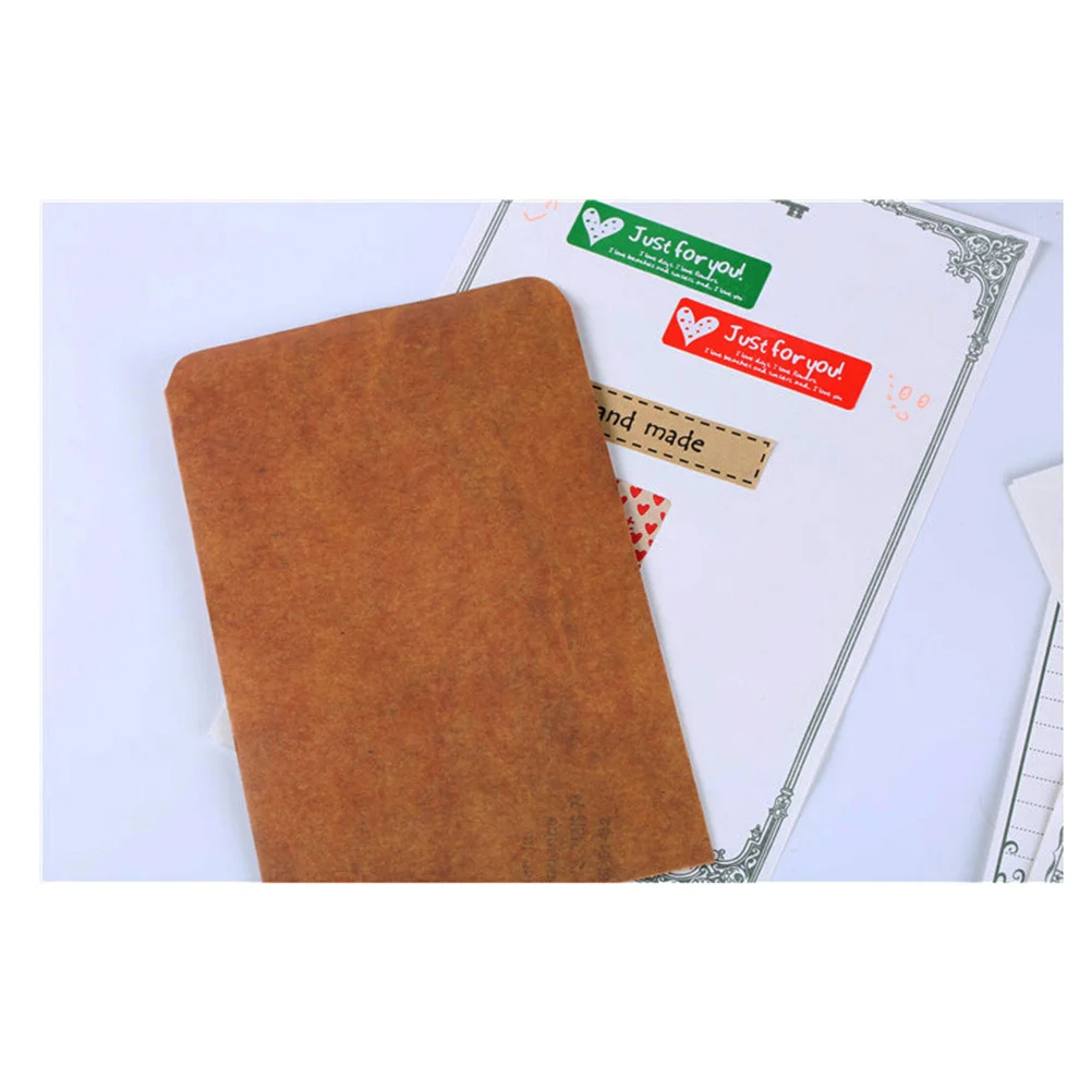Buste di carta Kraft da 10 pezzi, modello di lettera marrone retrò vintage per riporre foto di cartoline multiuso