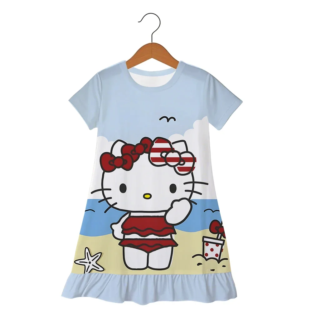 

Юбка Hello Kitty, модная повседневная летняя пижама для девочек 3-6 лет, детское платье для девочек