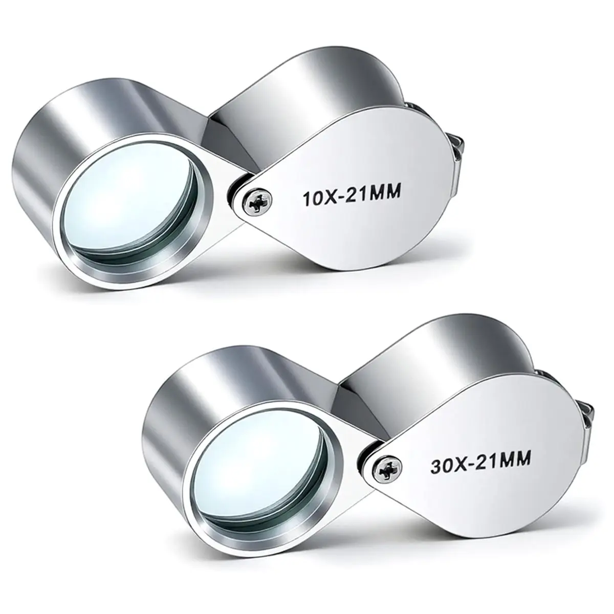 《TOP RATED》2 PCS Jewelers Loupe 10x Jewelry Loop Magnifier Loop Foldable Pocket 30x 10x 21mm Jewelers-Loop Jewelry Glass