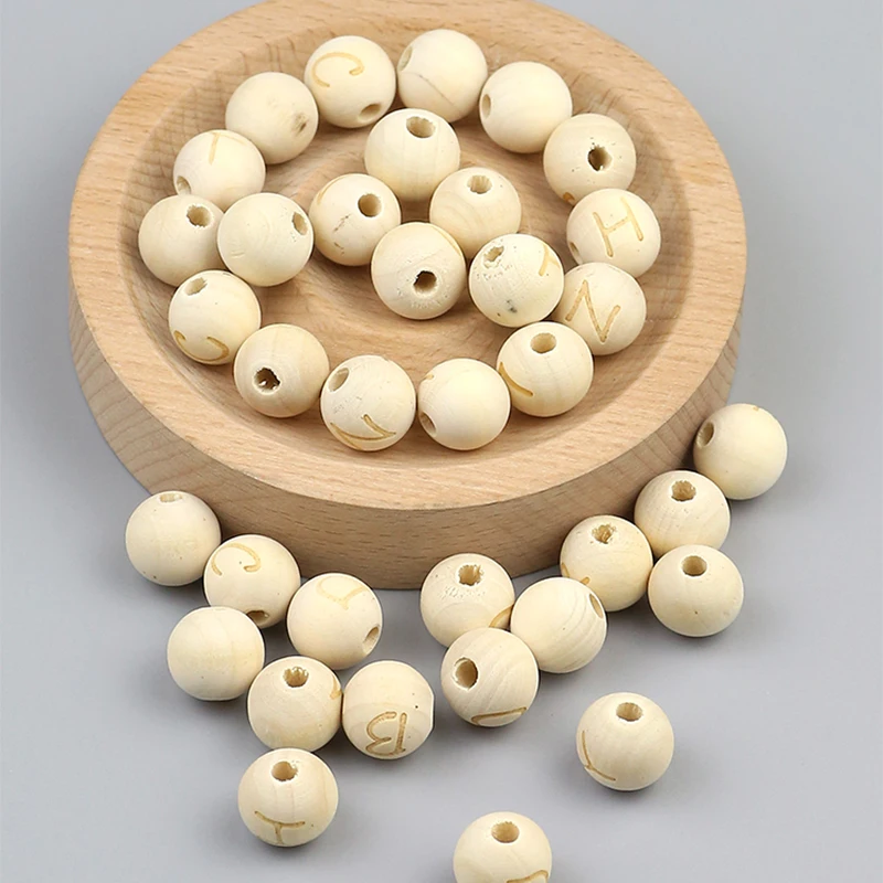 50pcs/batch of 13mm wooden letter beads round loose spacing beads jewelry making DIY bracelet accessories toy accessories