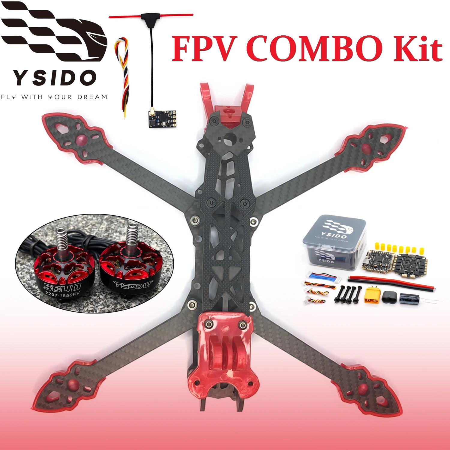 

225mm FPV Drone Carbon Fiber Frame Kit Flight Control F405 V3 60A ESC Stack 2207 2550KV Brushless Motor B19 Camera 2.5W VTX ELRS
