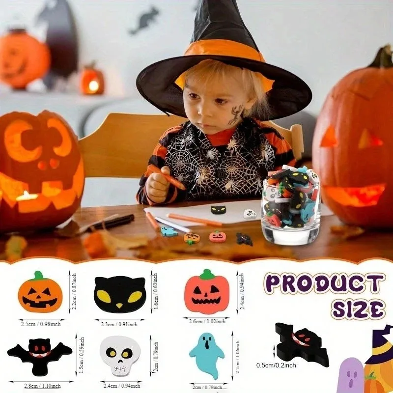 30-100 pezzi di gomma da cancellare per cartoni animati carini, gomma da cancellare a tema Halloween, regalo per bambini per feste di Halloween.
