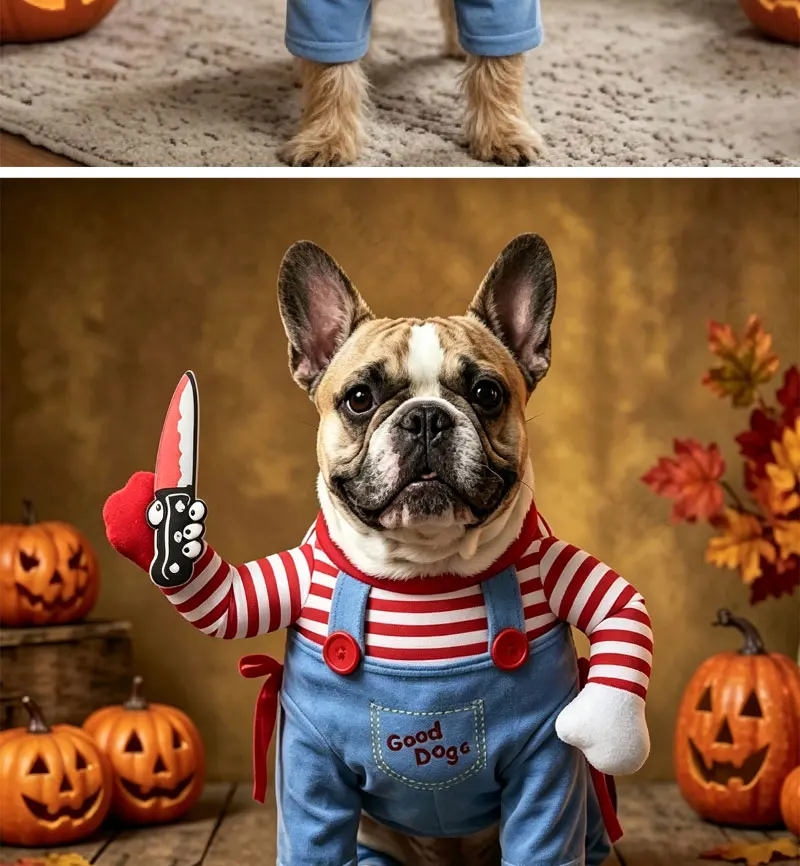 Heißer Verkauf Halloween Haustier-Cosplay-Kostüm Lustiges Gruseliges Outfit Horror-Stil Hunde-Verkleidungskleidung für Große Hunde Party-Bekleidung – Detail 8