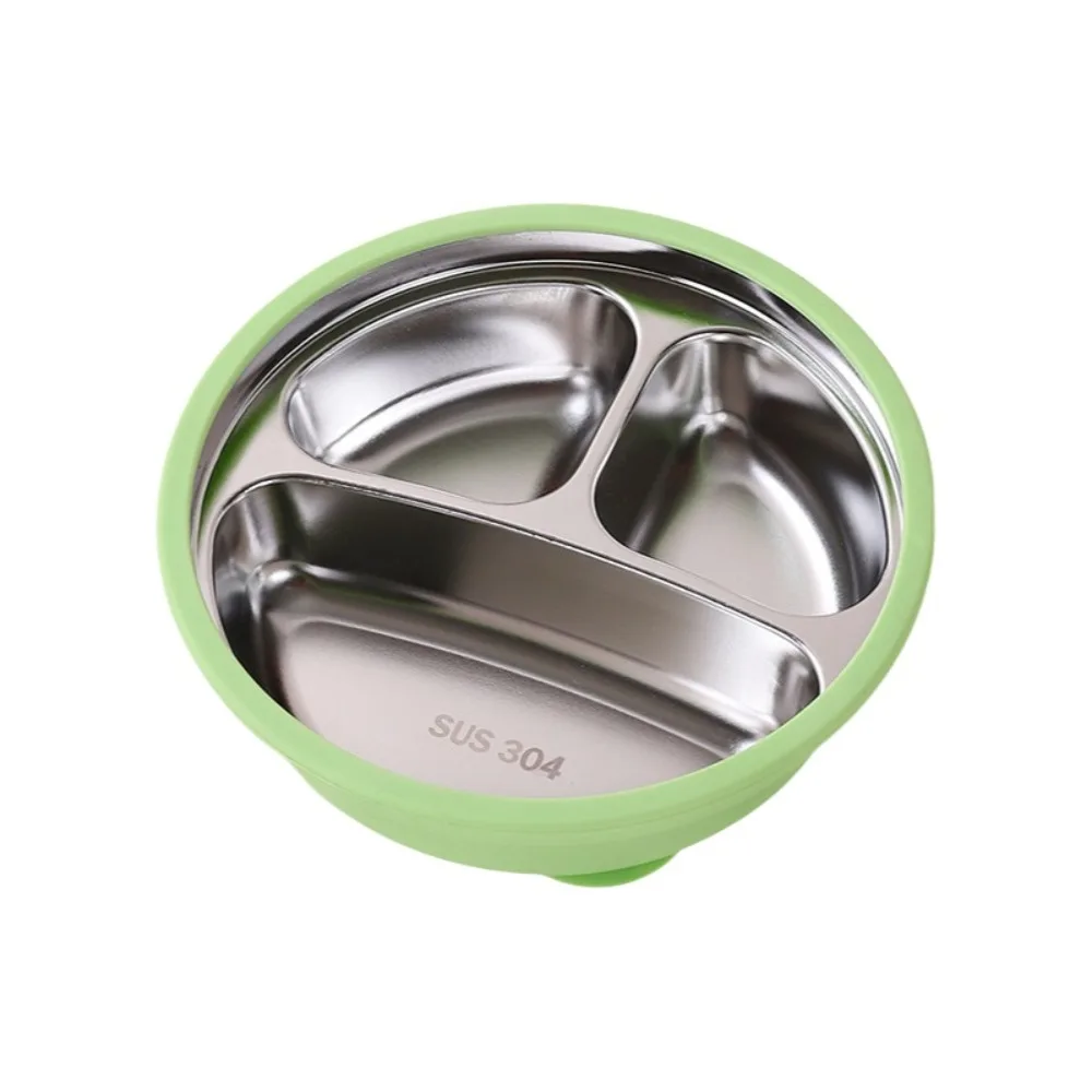 

Silicone Suction Cup Baby Sucker Dining Plate Divided Design Thermal Insulation 3 Grids Children Dishes Non-Slip Anti-fall