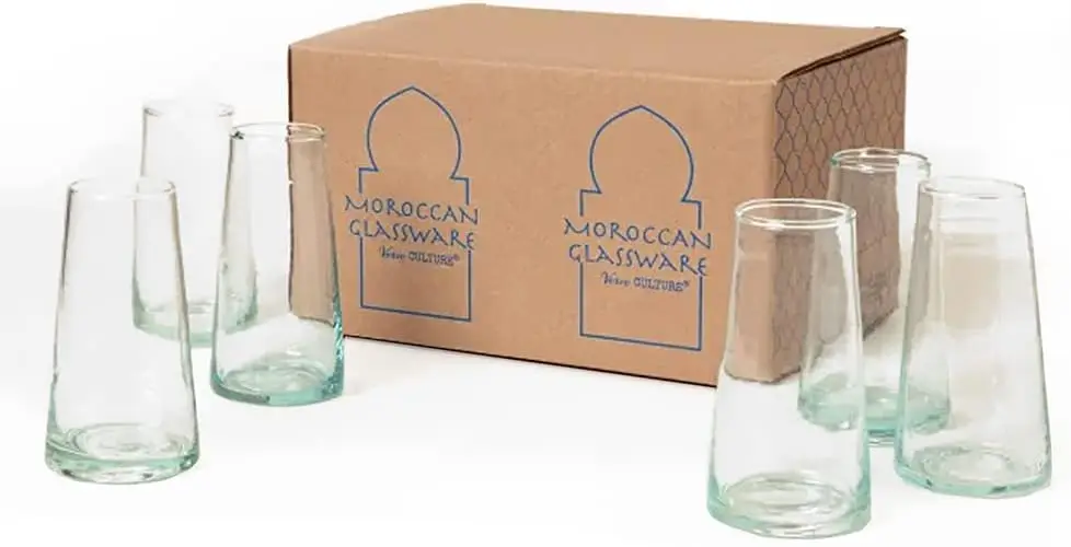 أكواب شرب مغربية منفوخة يدويًا، 6 عبوات، 6 أونصة، كؤوس شامبانيا مخروطية شفافة #1