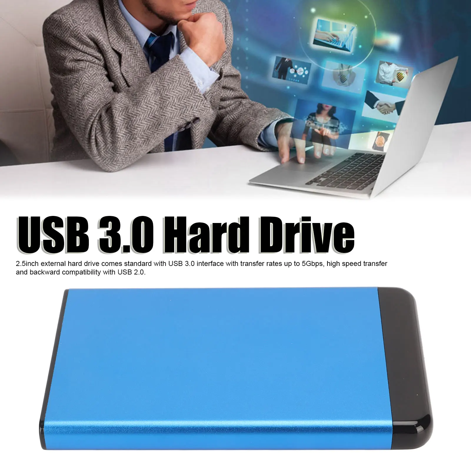 2.5in External Hard Drive 5Gbps USB 3.0 Interface Plug and Play External Mobile Hard Drive for Cell Phone TVs USB 3.0 Hard Drive