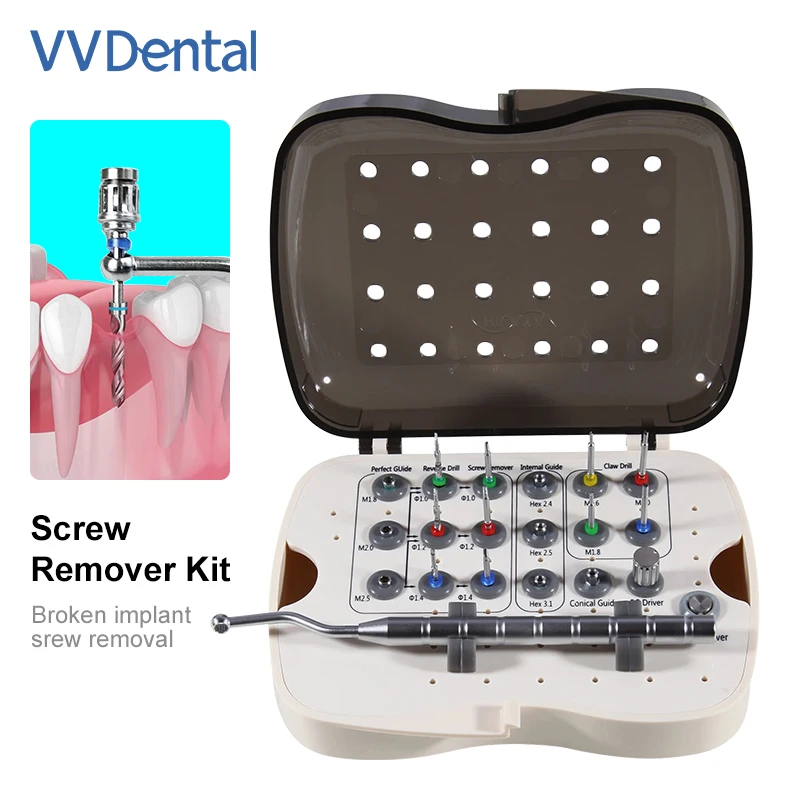 VV Dendal Universal Implant And Broken Screw Extraction Kit Screw Remover Kit Broken Implantsrew Removal Dental Equipment