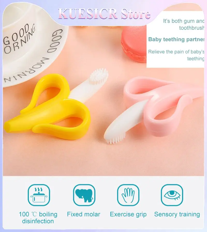 1/3/5pcs Baby Baby Banana Shape Safe Teethers Chew Toys Teething Ring Gift Exercise Teeth Appearance Lovely Easy To Carry