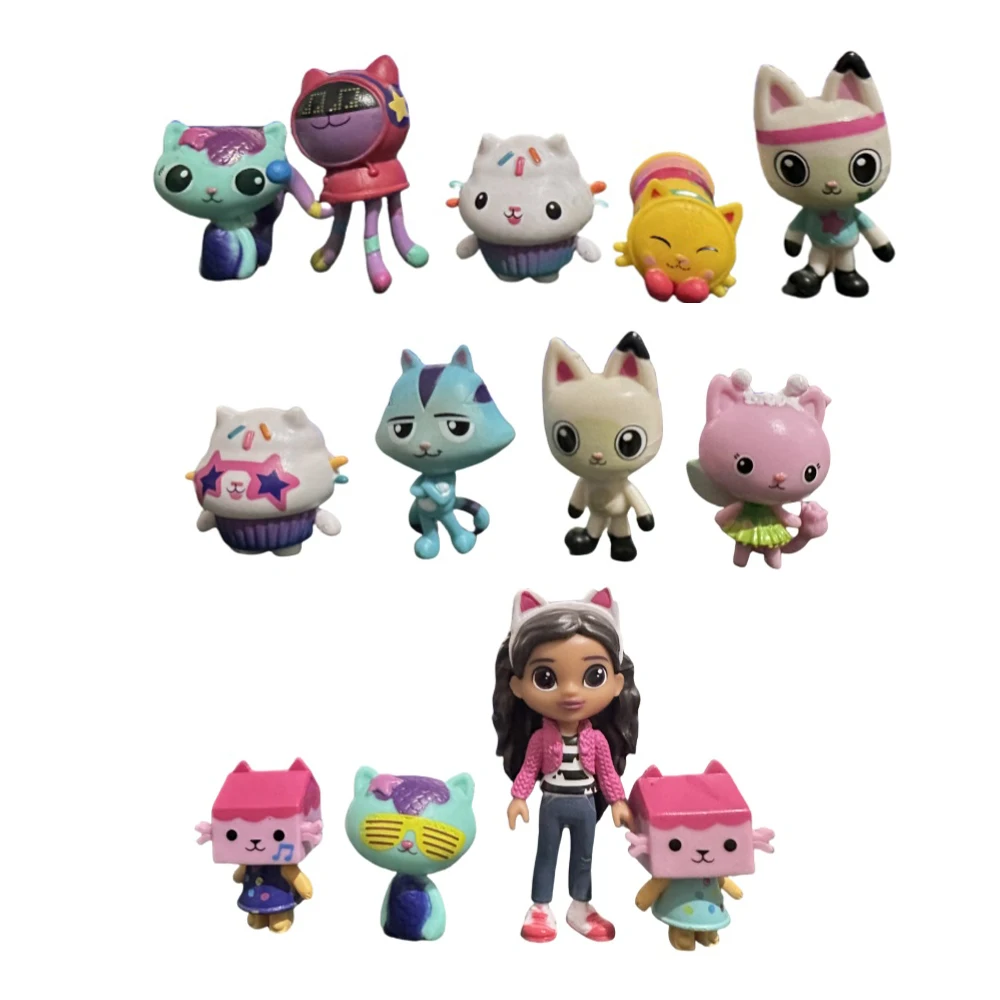 13pcs/set Gabby Dollhouse Mercat Cartoon for Capsule Doll Machine Smiling Car Hug Gaby Dolls action Figure Toy Kids Xmas Gifts