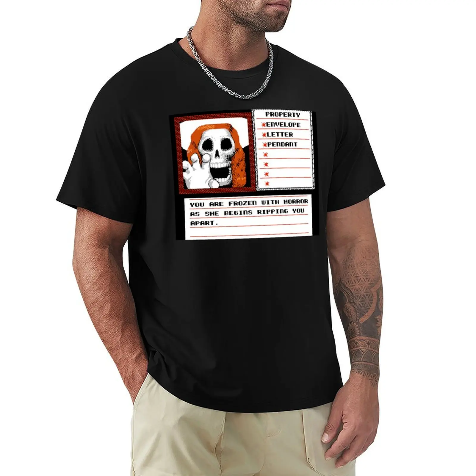 uninvited Classic Retro Vintage Gaming Reaper Adventure Game Over Screen T-Shirt Summer Print Short Sleeve Tee