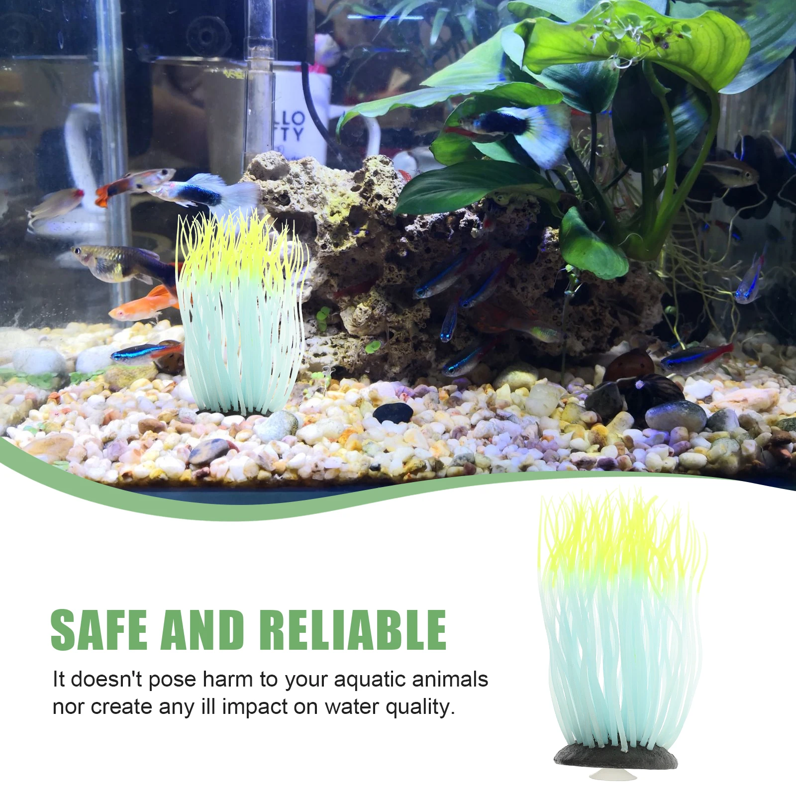 

Glow Anemone nament Artificial Sculpture Lifelike Silicone Aquarium Sea Anemone Adorn Aquarium Decor Fall Shine Pet Supplies