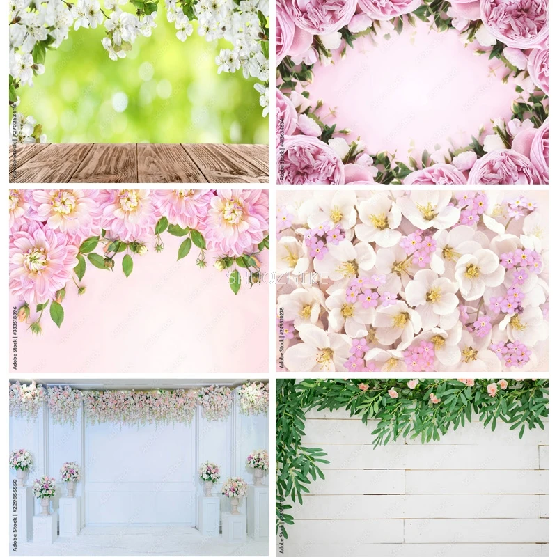 

SHUOZHIKE Thin Cloth Photography Backdrops Prop Flower Wall Wood Floor Wedding Party Theme Photo Studio Background LLH-08