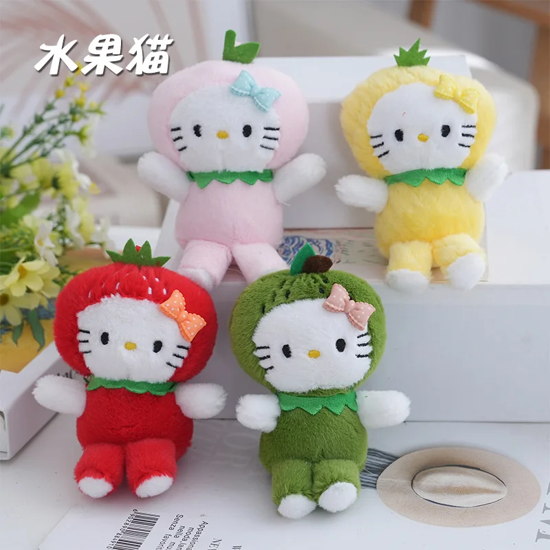 

Cute Hello kitty Plush Keychain Vegetable Tomato Creative Cat Bag Pendant Doll Bag Hanger Keychain Versatile Fashion Keychain Pe