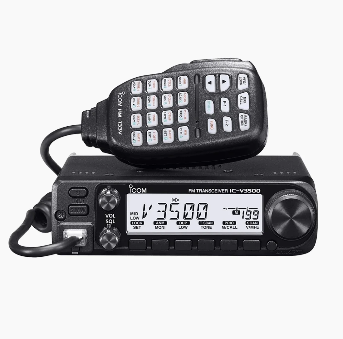 

ICOM IC-V3500 Прочная двухдиапазонная портативная радиостанция мощностью 65 Вт для улучшенных автомобильных связи GMRS