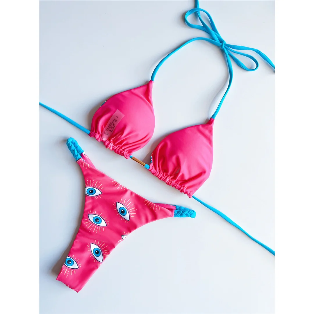 Leopardmuster-Bikini mit Neckholder und Scrunch-Effekt am Po, Damen-Badebekleidung, zweiteiliger Bikini-Set, Badeanzug, Badebekleidung, Schwimmbekleidung V4444SW – Detail 20