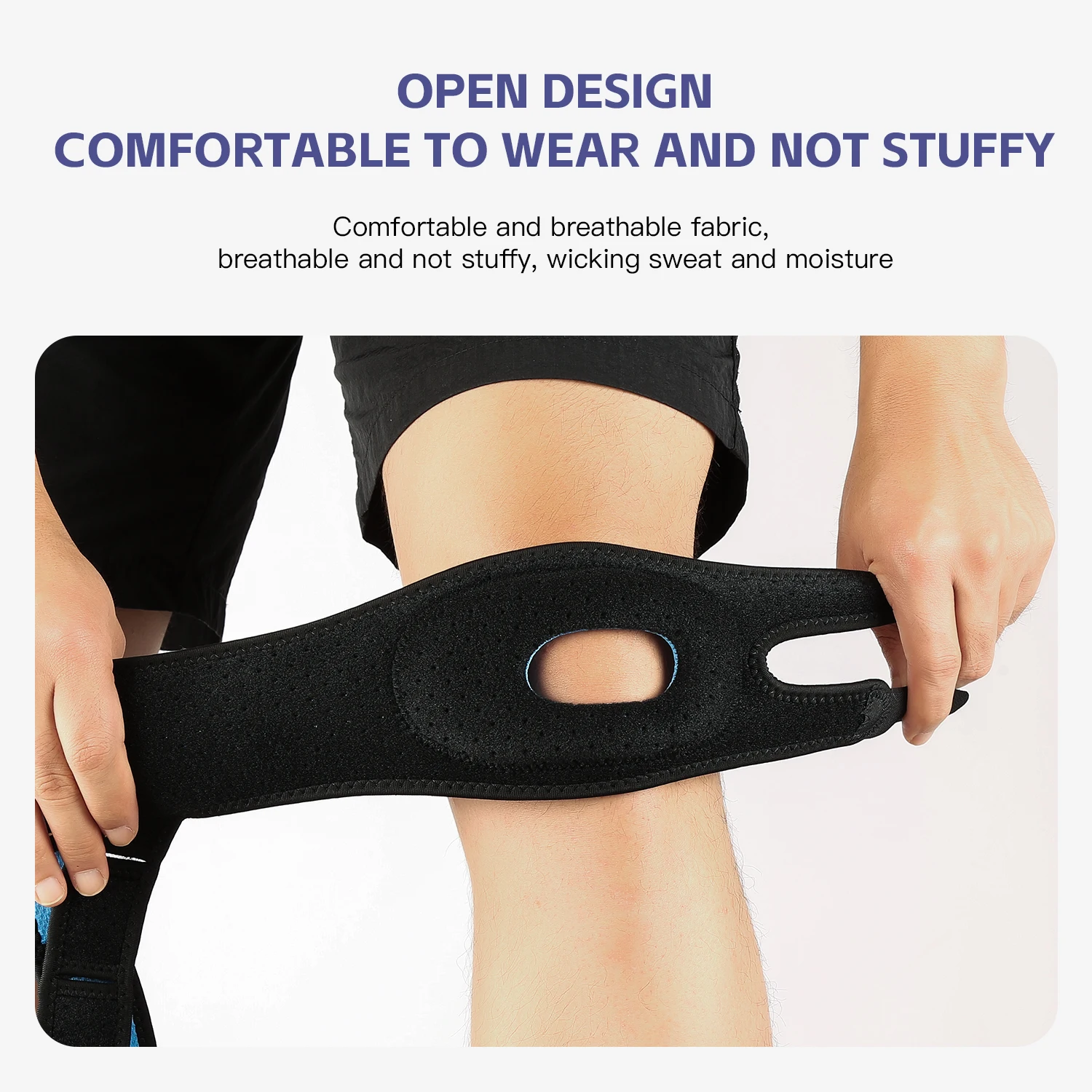 1PC Pressurized Knee Wrap Sleeve Support Bandage Pad Elastic Braces Knee Hole Kneepad Safety Basketball Tennis Cycling image 4