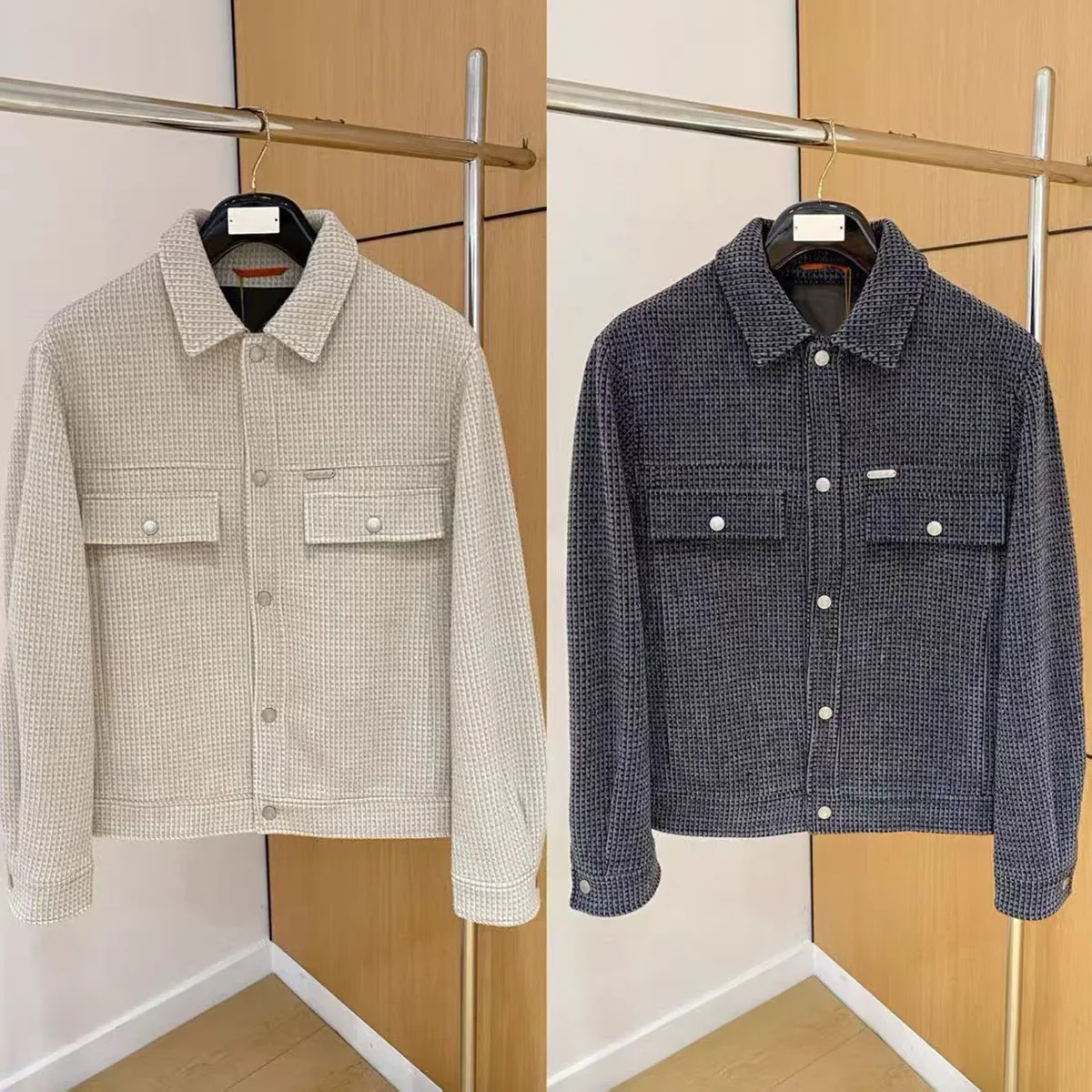 

Italian LP Double Pocket Retro Cotton and Linen Simple Lapel Casual Jacket