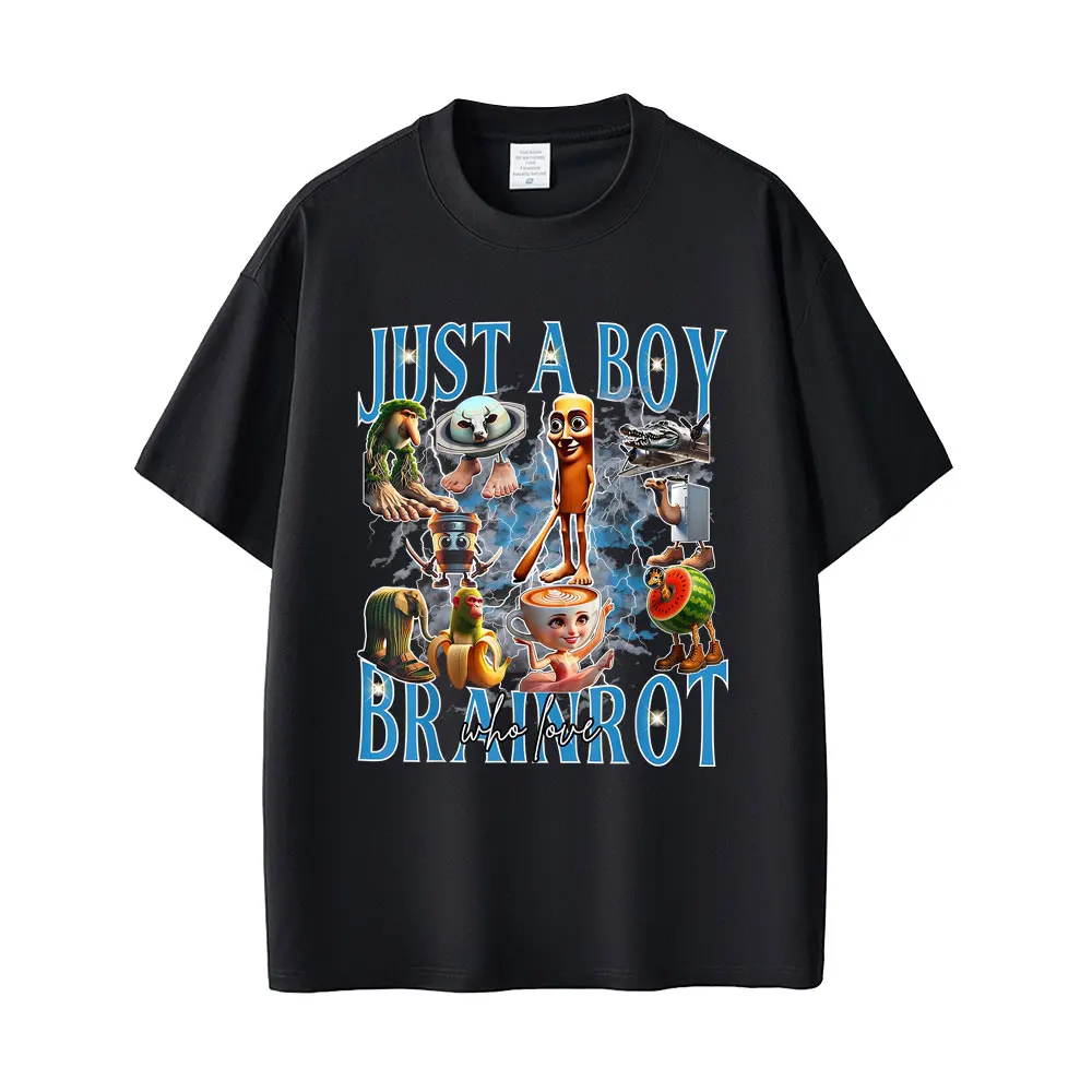 

Brainrot Italian Meme T-shirt Just A Boy Br Ainr Ot Ballerina Capuchina Funny T Shirts Unisex Casual Humor Oversized T-shirts