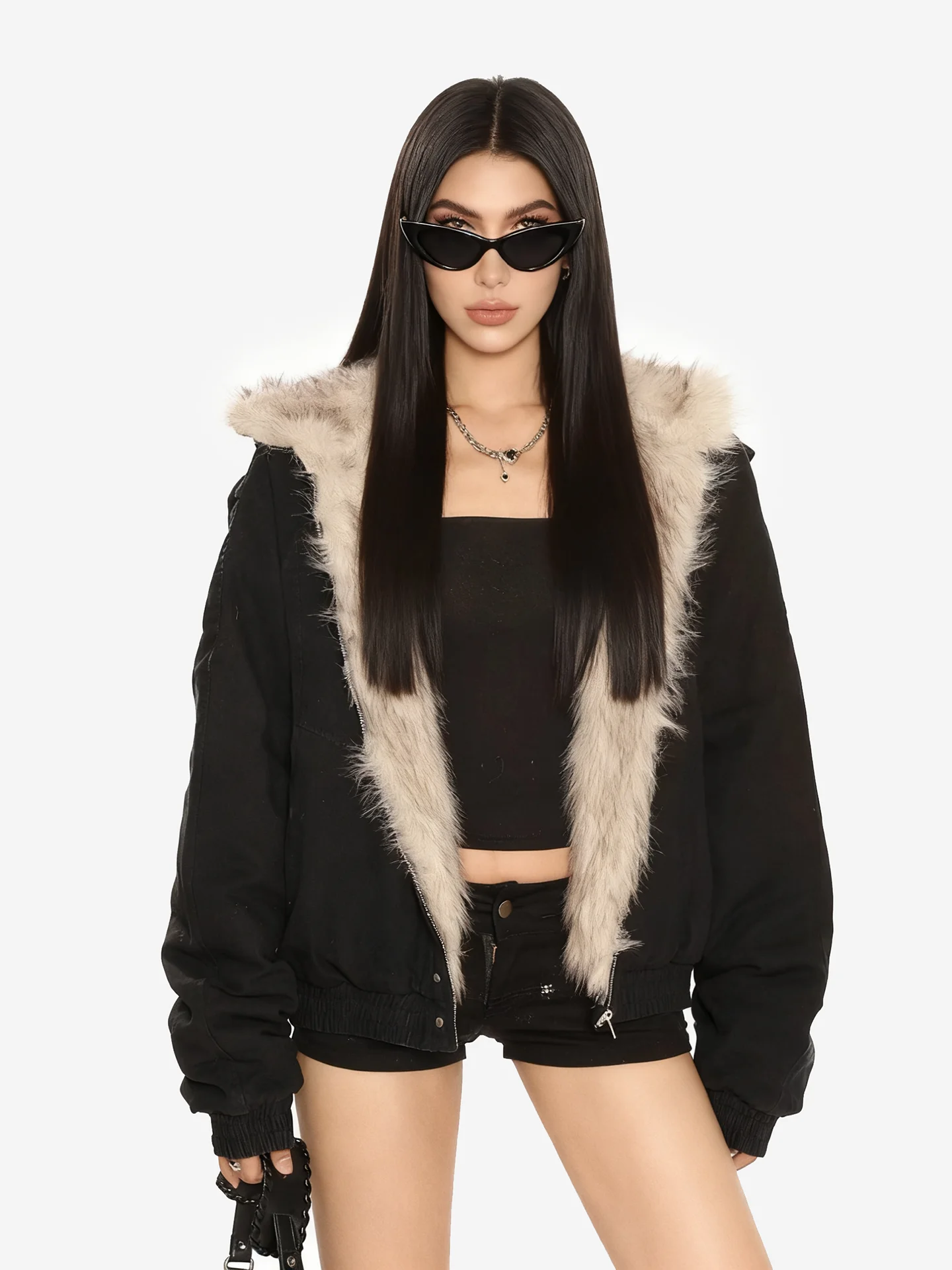 

Куртка женская JYOOK в американском ретро-стиле с деконструированным узором, на флисовой подкладке, повседневная, свободного кроя, осенне-зимняя, с капюшоном, на молнии, хлопковая