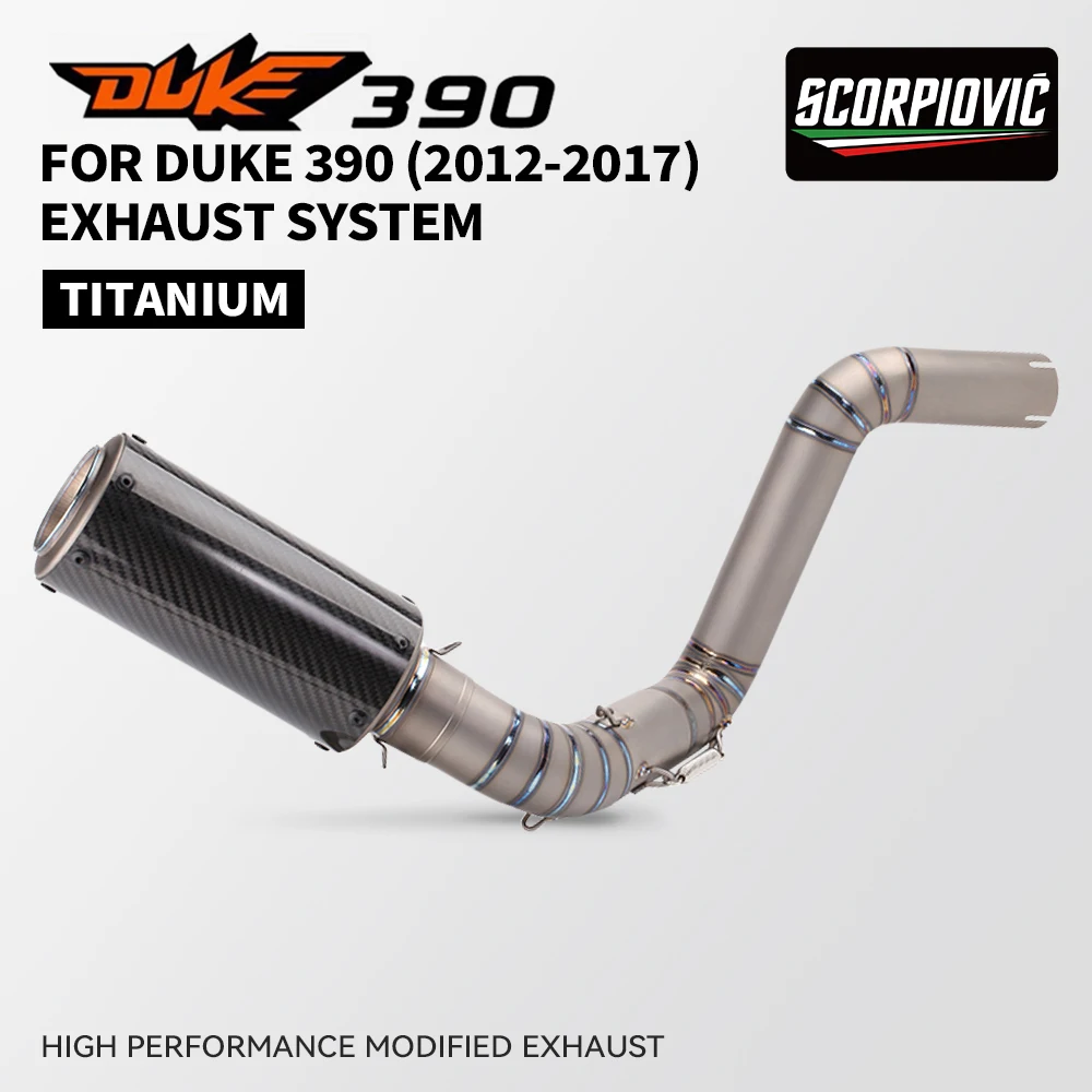 ل DUKE 200 DUKE 250 DUKE 390 2012-2017 دراجة نارية العادم نظام كامل كاتم صوت الأنابيب الأوسط #1
