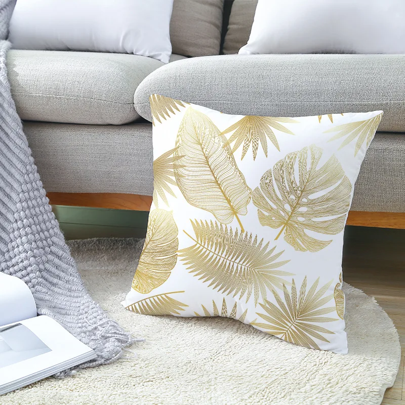 Nordic Sofa Pillow Cover, Golden Leaf, Peach Skin, Cushion Cover, Household Products, New, Wholesale, 2023