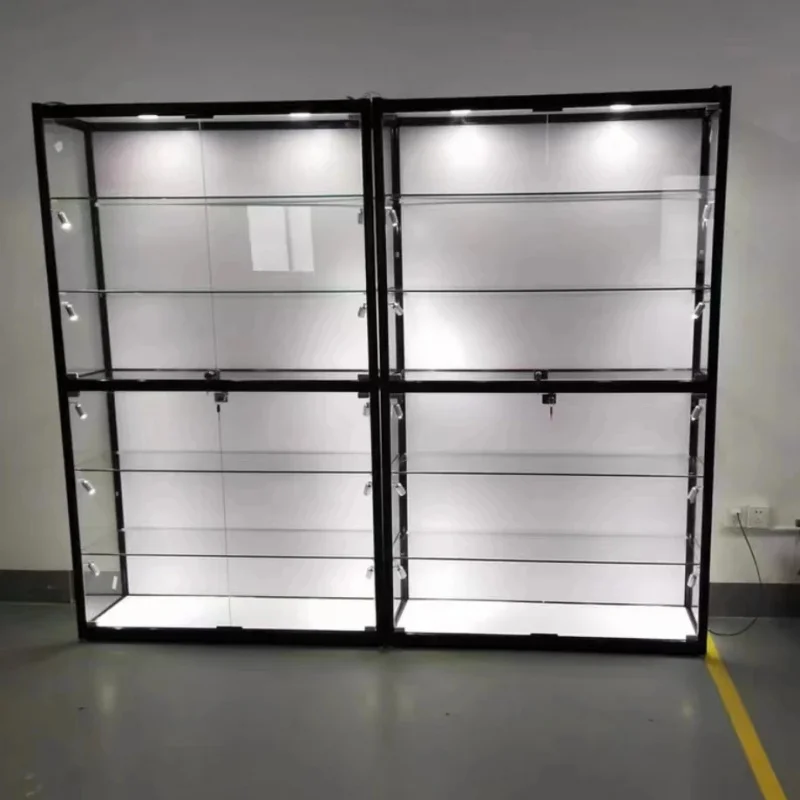 

2025customized.Multi-function Store Use Showcase With Adjustable Shelves Full Commercial Tempered Glass Led Display Cabin